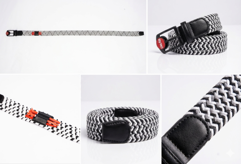 BRAIDED GOLF BELT ♠ Black/Grey/White - The Byrd, LLC