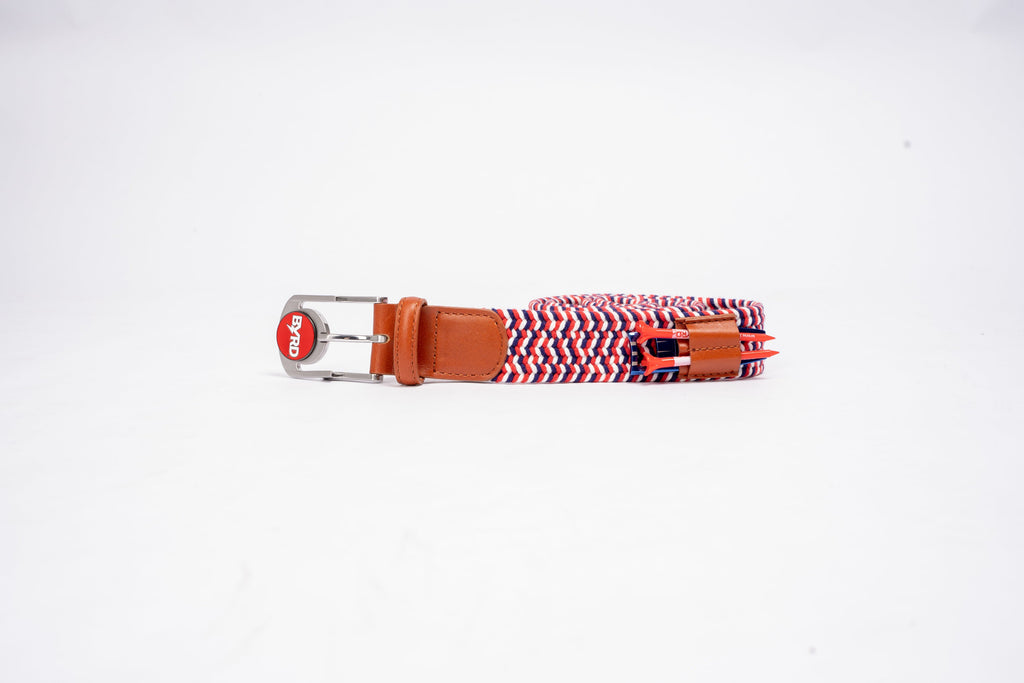 THE BRAIDED BYRD GOLF BELT - Red & White Bluebyrd - The Byrd, LLC