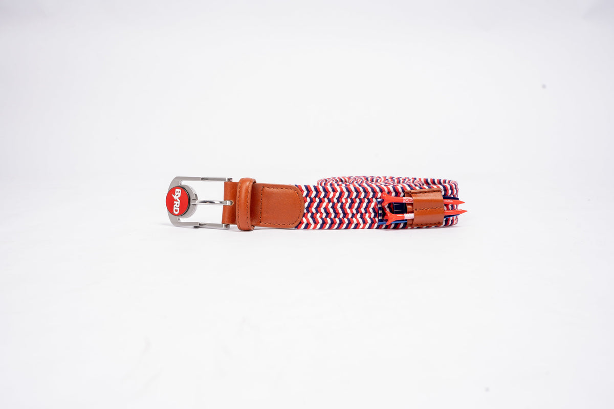 THE BRAIDED BYRD GOLF BELT - Red & White Bluebyrd - The Byrd, LLC