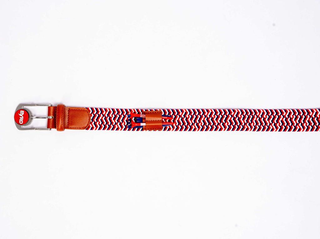 THE BRAIDED BYRD GOLF BELT - Red & White Bluebyrd - The Byrd, LLC